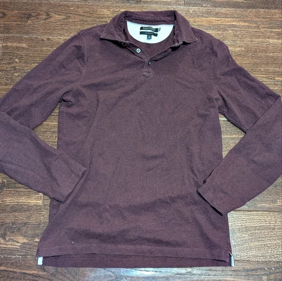 Banana Republic Performance Pique Polo Long Sleeves Deep Red - Picture 4 of 7